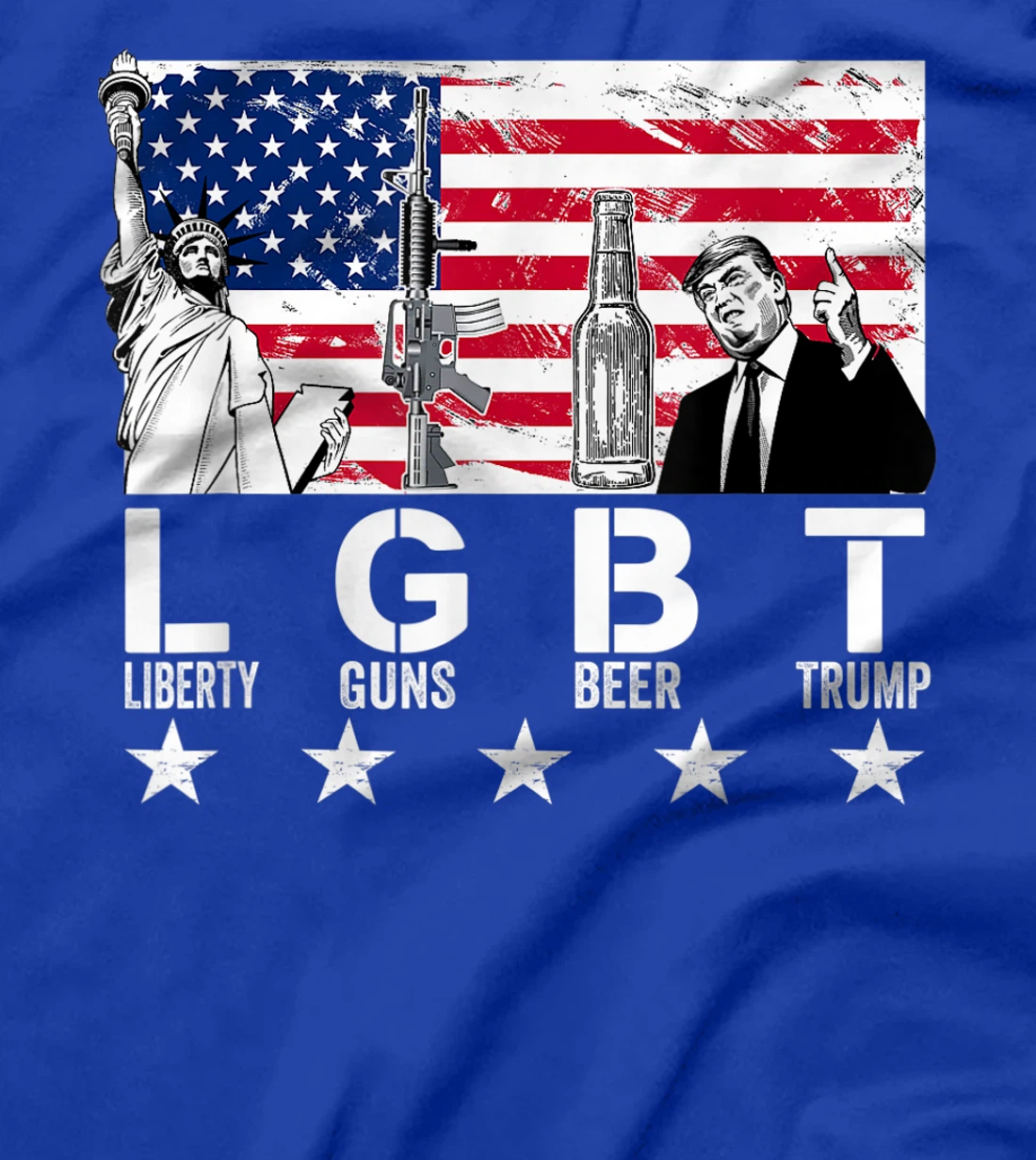 LGBT Liberty Guns Beer Trump American Flag Funny T-Shirt