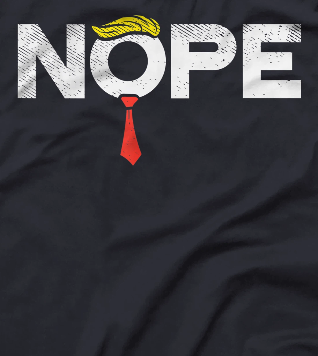 Nope Anti-Trump Red Tie Wig Stop Donald Trump Funny Impeach T-Shirt