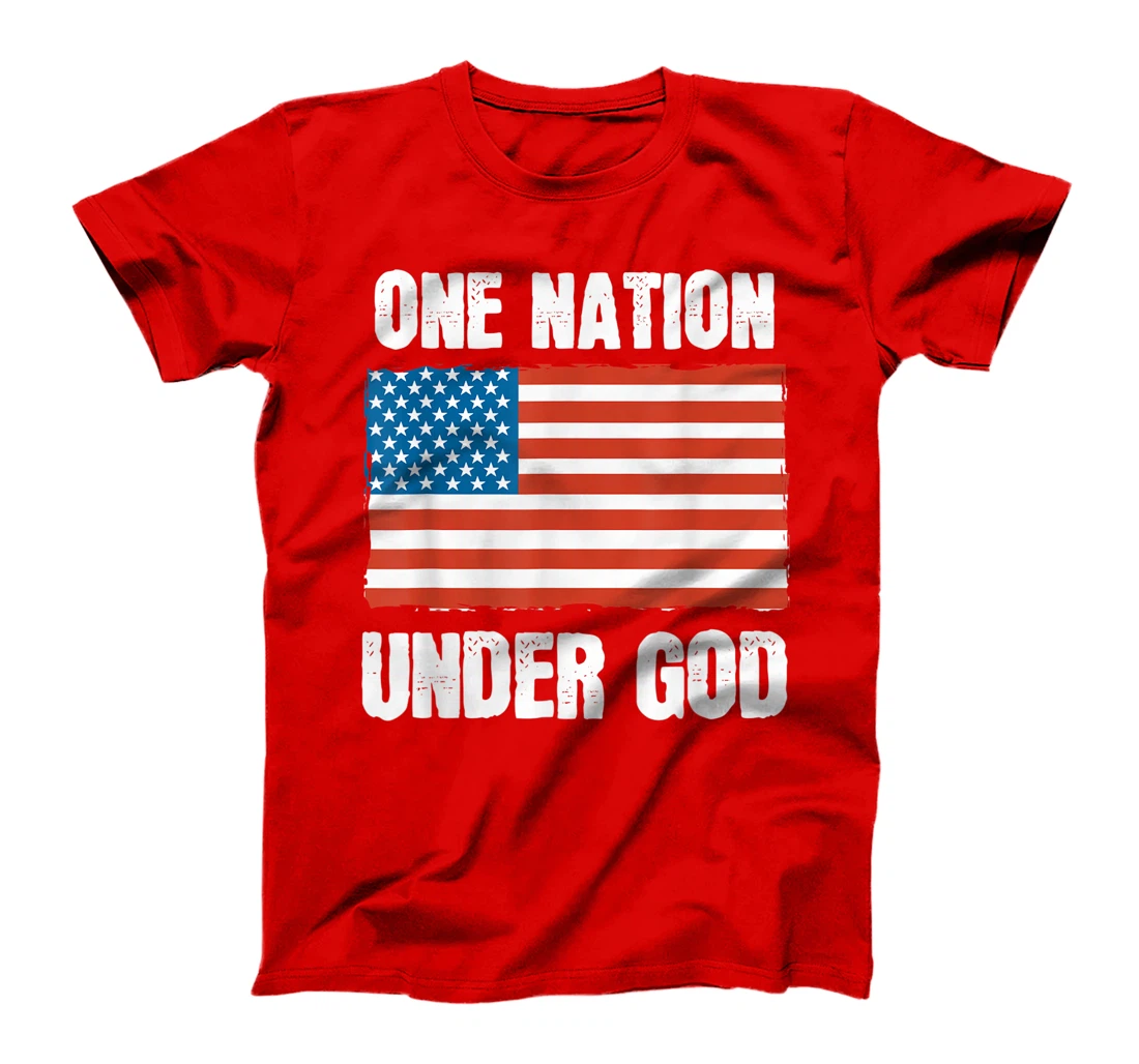One Nation Under God Blessed American Flag Christian Cross T-Shirt
