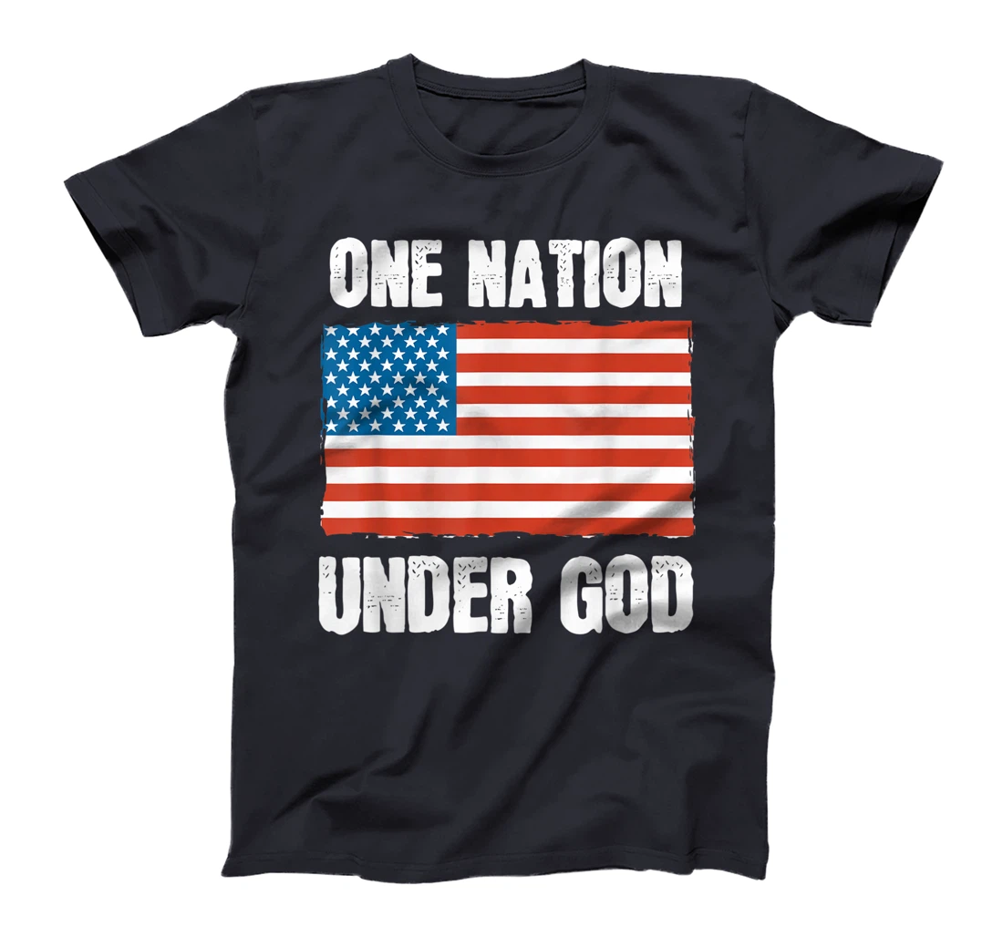 One Nation Under God Blessed American Flag Christian Cross T-Shirt