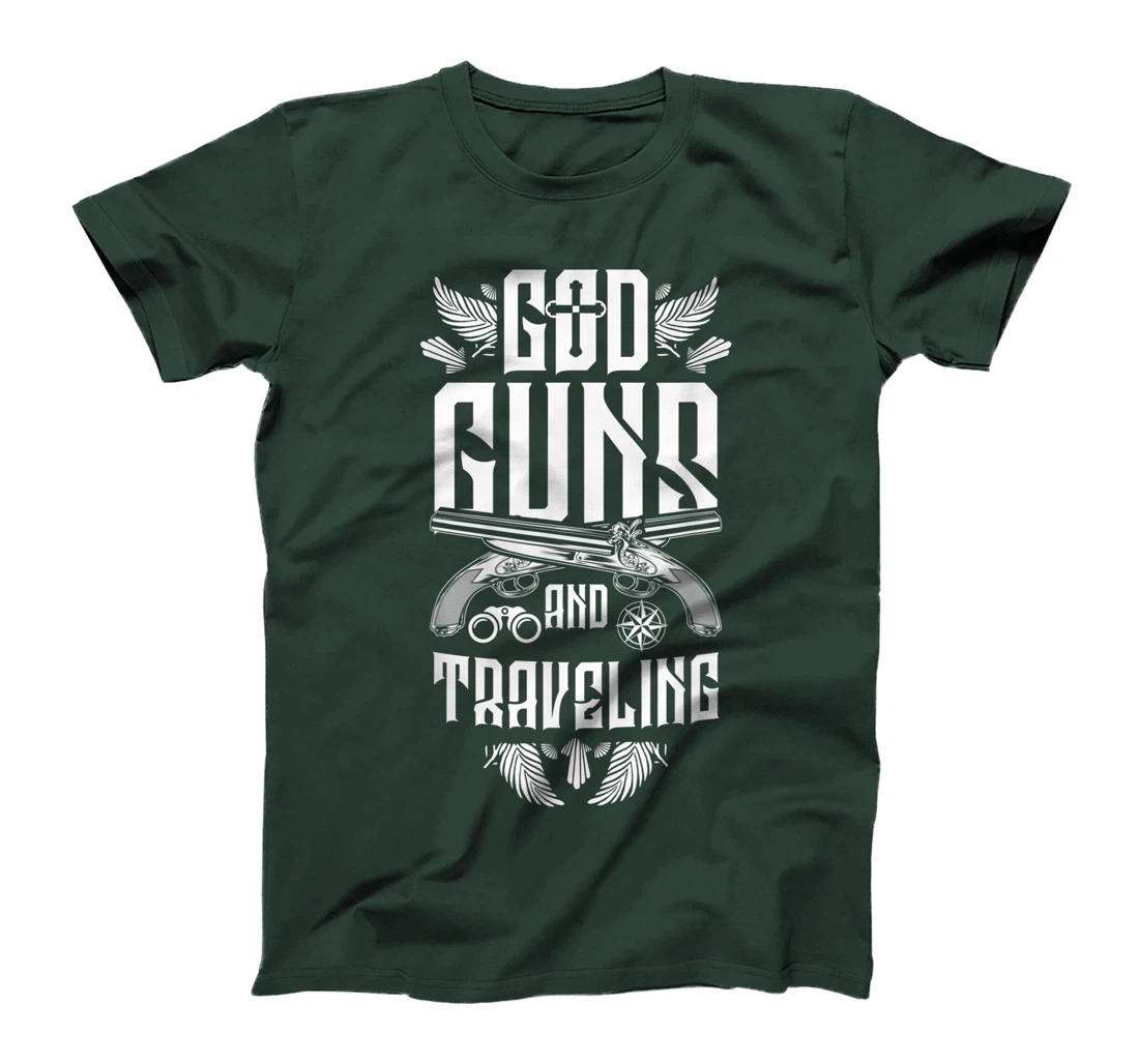 Travel God Guns Traveling Christian Cool Travelers Gift T-Shirt