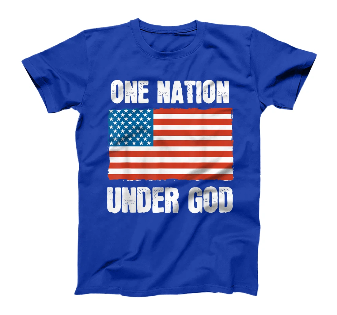 One Nation Under God Blessed American Flag Christian Cross T-Shirt