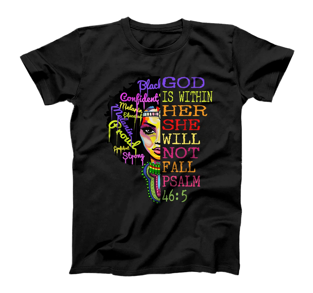 God is Within Her She Will Not Fall Christian Inspirational T-Shirt