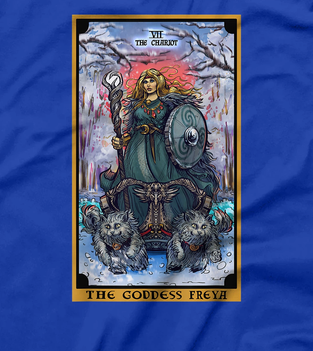 The Goddess Freyja The Chariot Tarot Card Norse Pagan Witch T-Shirt