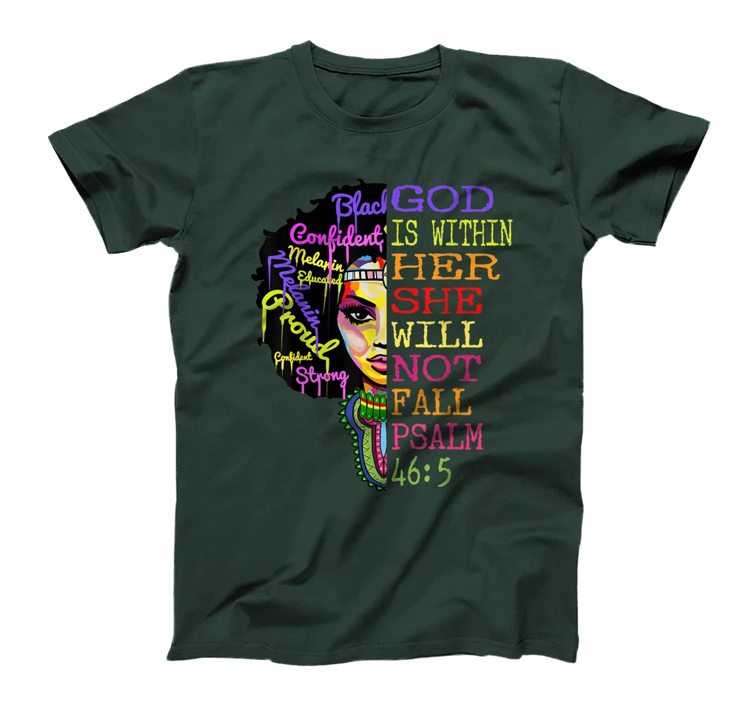 God is Within Her She Will Not Fall Christian Inspirational T-Shirt