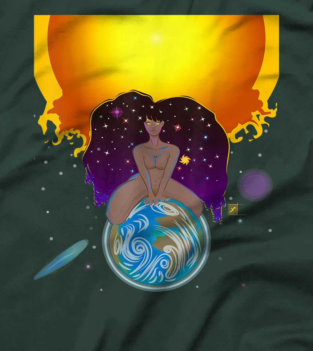 Black Woman Cosmic God T-Shirt