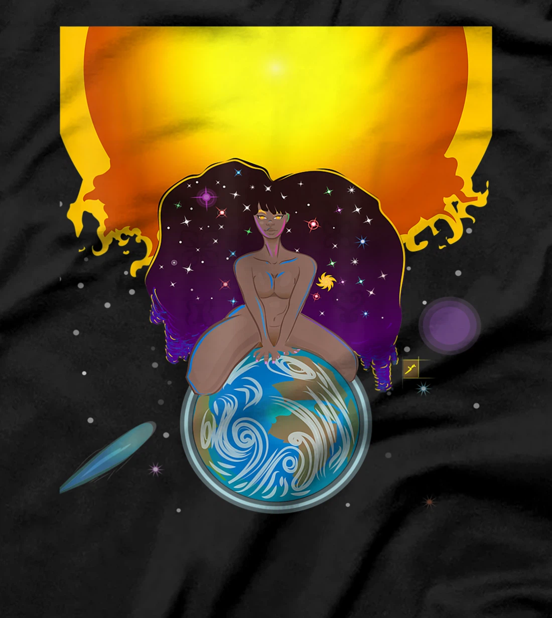 Black Woman Cosmic God T-Shirt