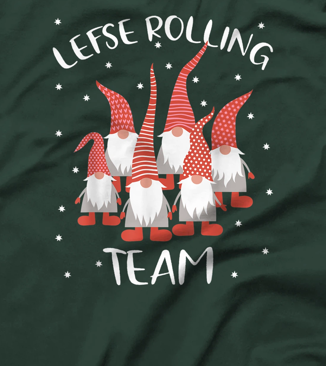 Lefse Rolling Team God Jul Gnome Tomte Xmas Santa Christmas T-Shirt