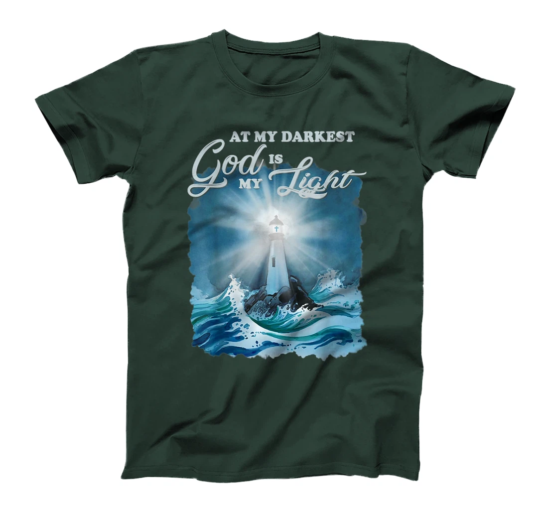 At my darkest god is my light, Lighthouse Jesus Christian T-Shirt