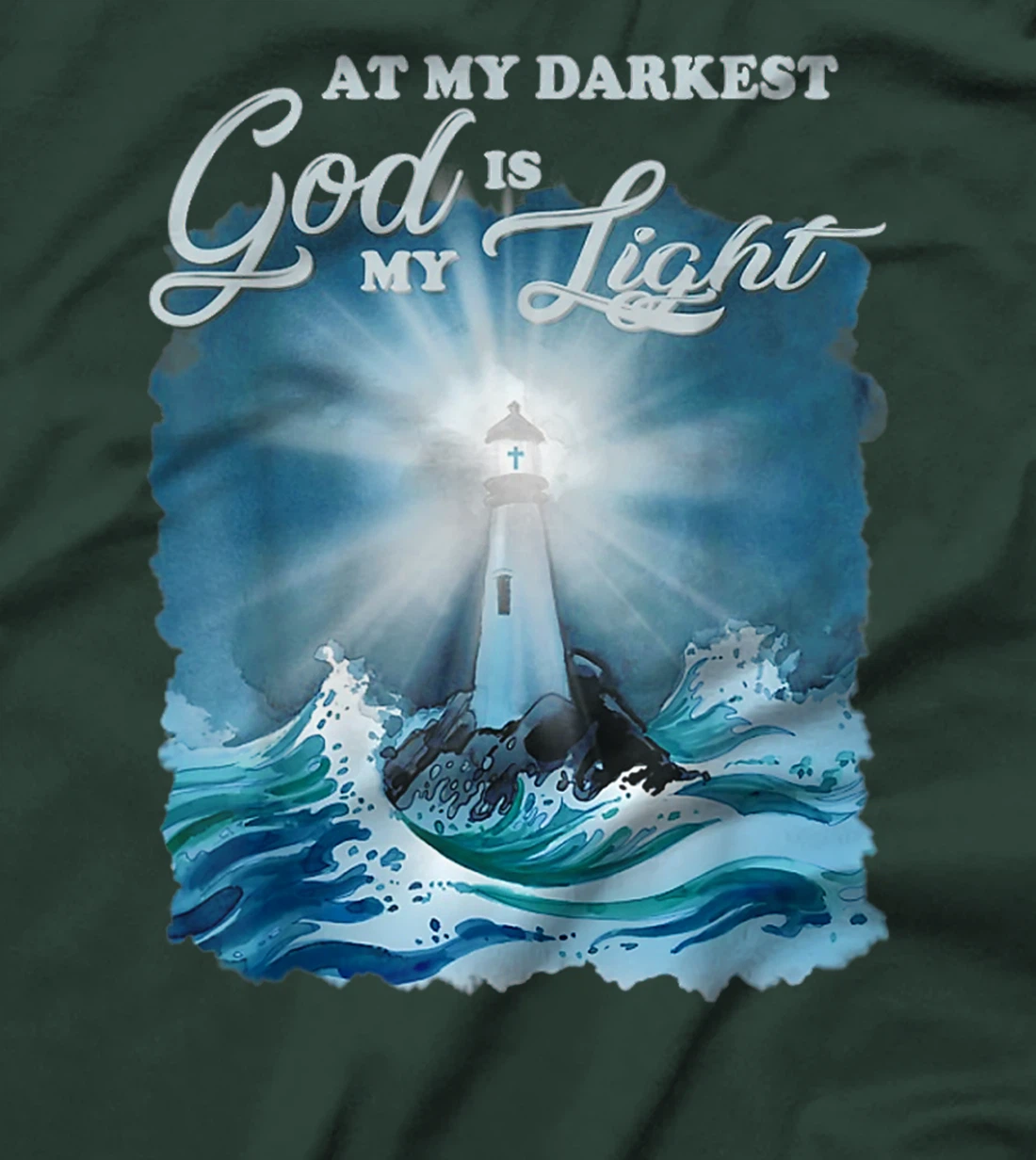 At my darkest god is my light, Lighthouse Jesus Christian T-Shirt