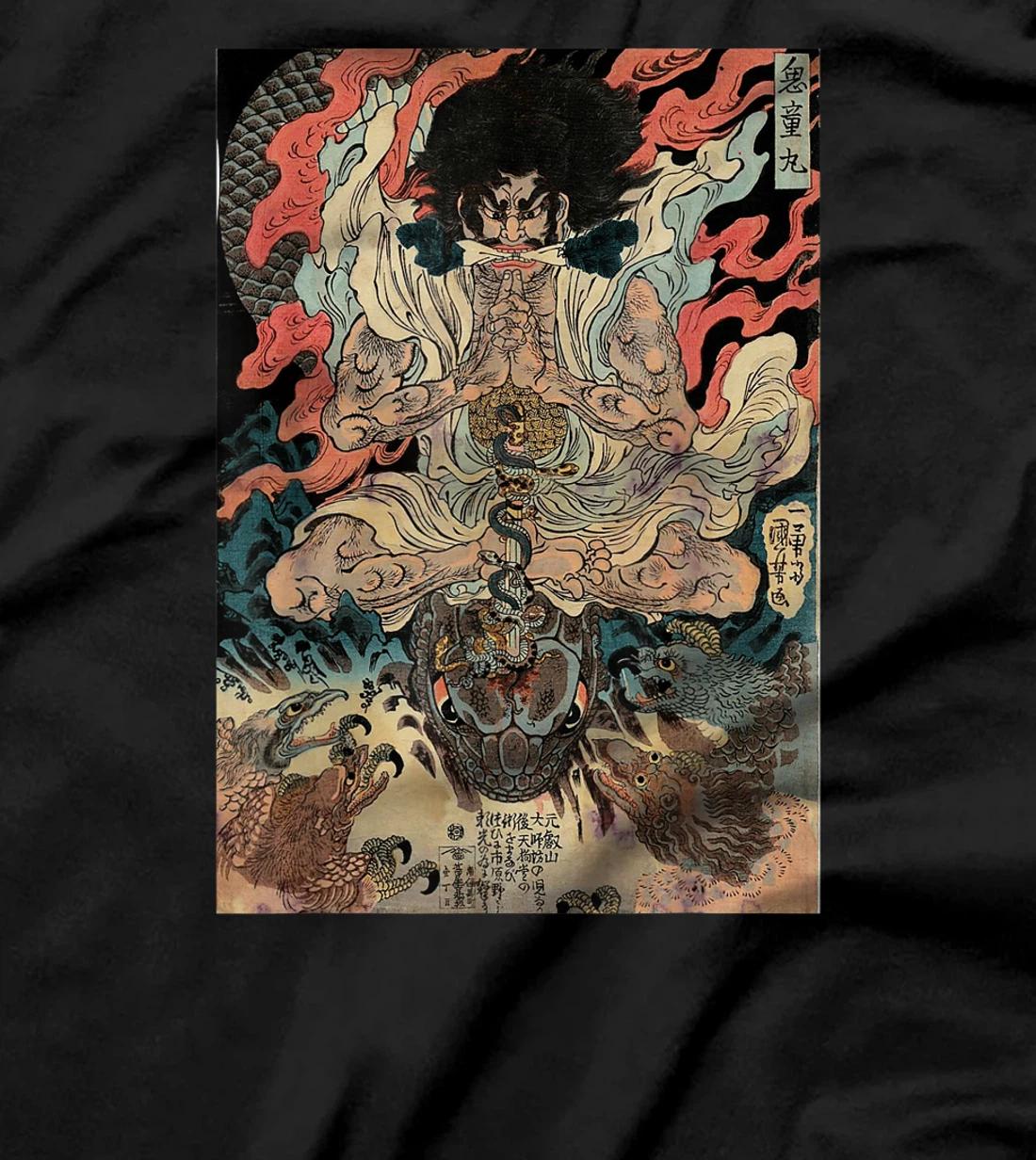 Japanese Vintage Artwork Tengu Gods Defeat The Evil Snake T-Shirt