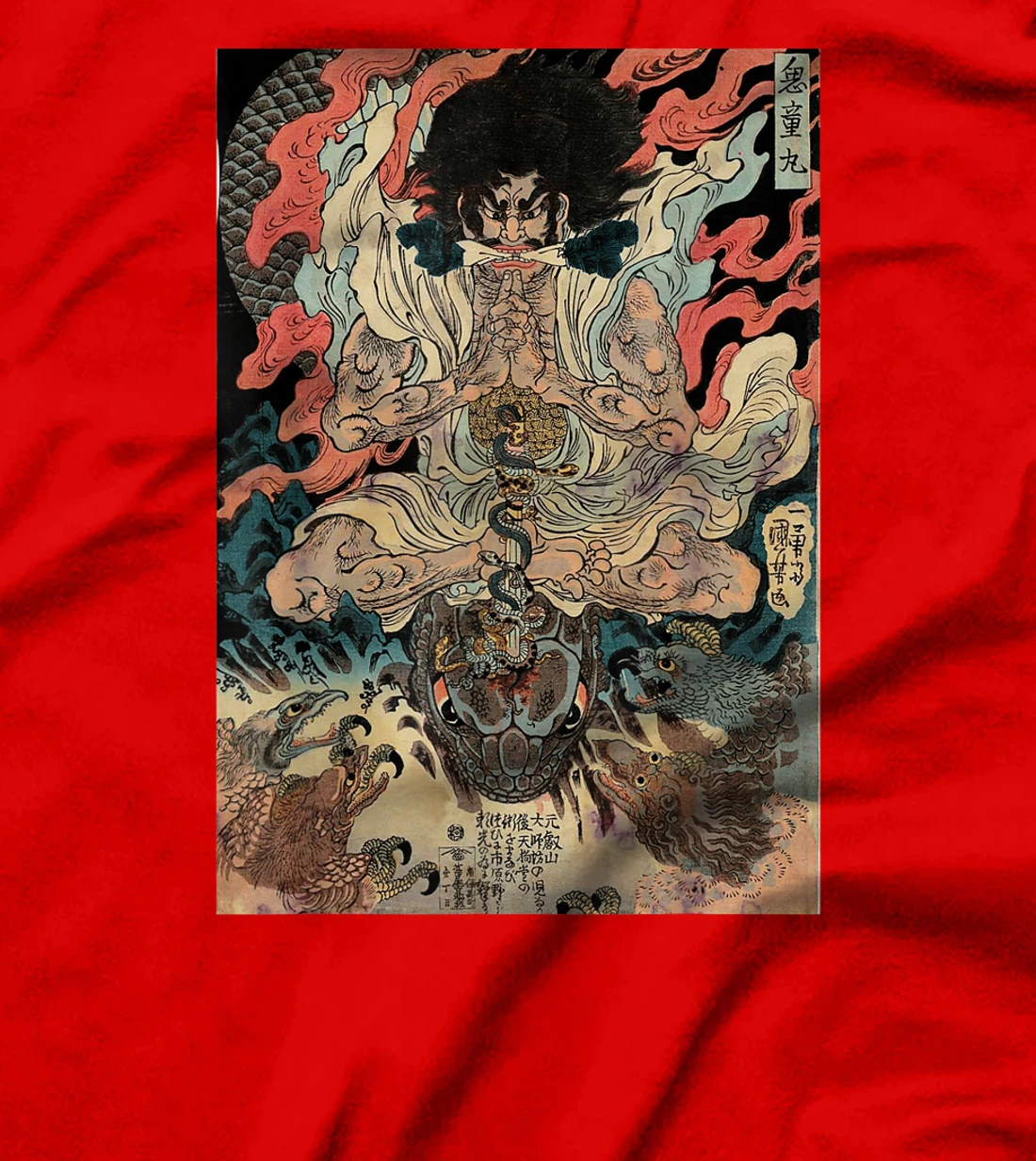 Japanese Vintage Artwork Tengu Gods Defeat The Evil Snake T-Shirt