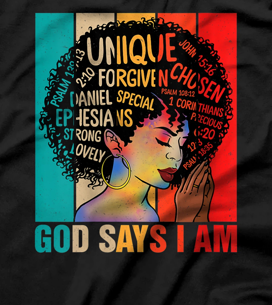 Womens God Says You Are Christian Black Queen BHM BLM Afro Girls T-Shirt