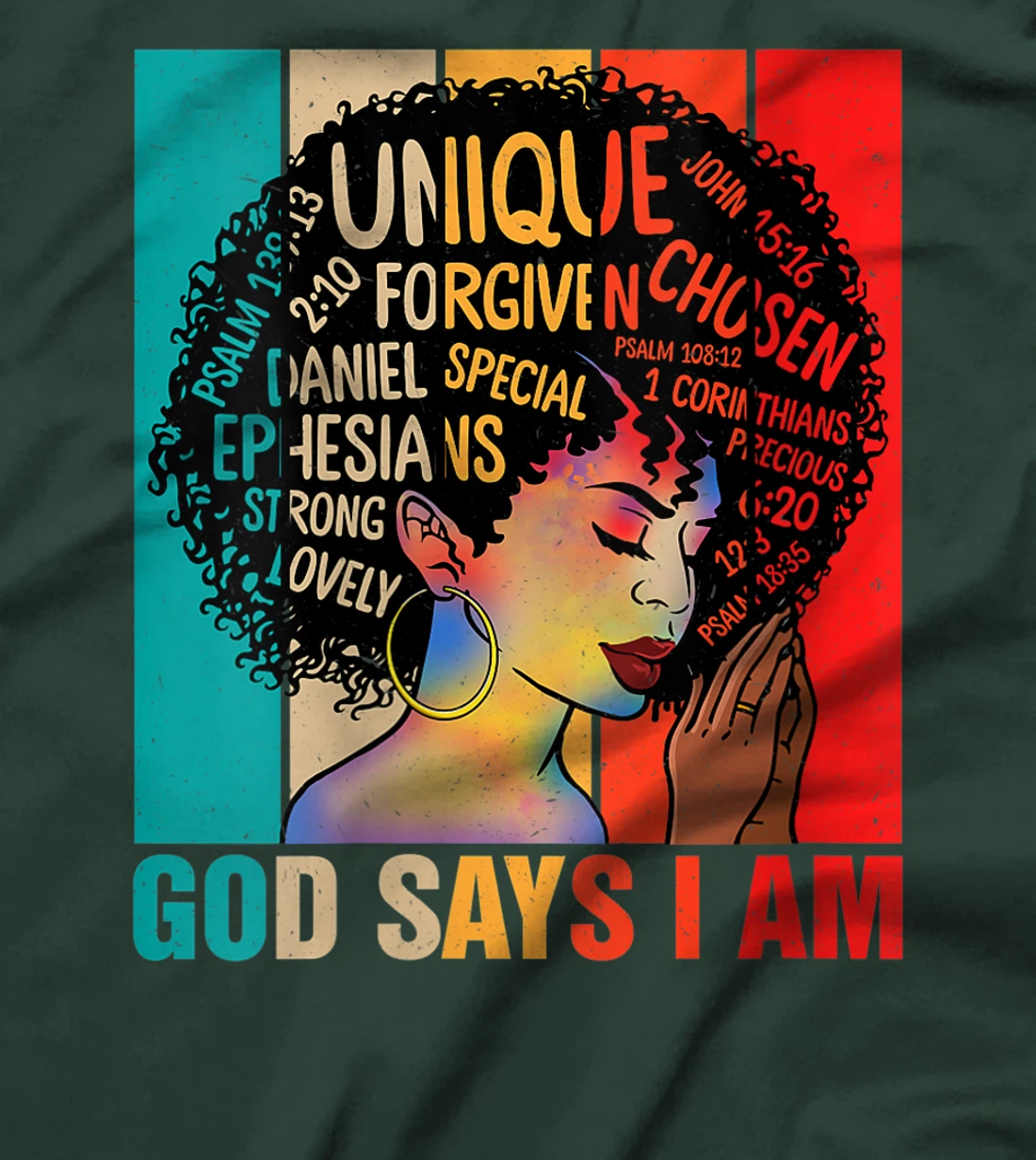 Womens God Says You Are Christian Black Queen BHM BLM Afro Girls T-Shirt