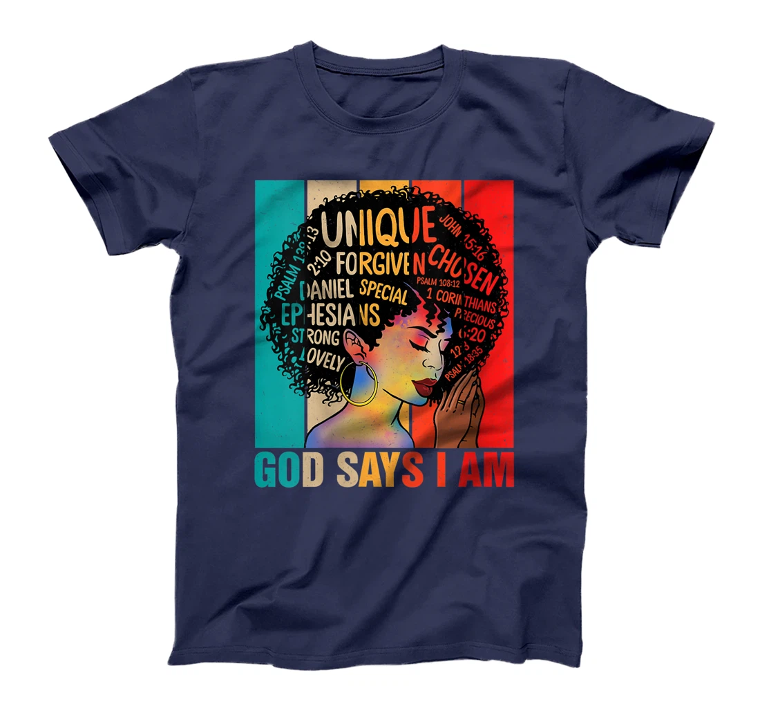 Womens God Says You Are Christian Black Queen BHM BLM Afro Girls T-Shirt