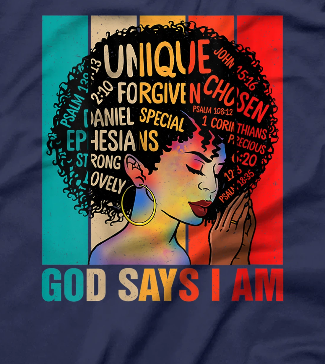 Womens God Says You Are Christian Black Queen BHM BLM Afro Girls T-Shirt