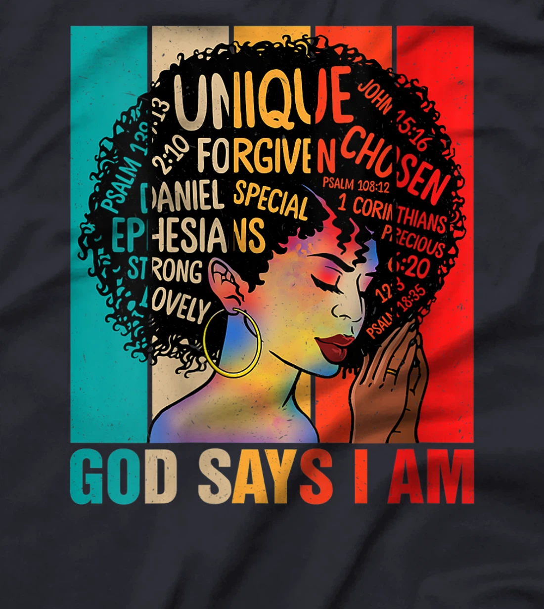Womens God Says You Are Christian Black Queen BHM BLM Afro Girls T-Shirt