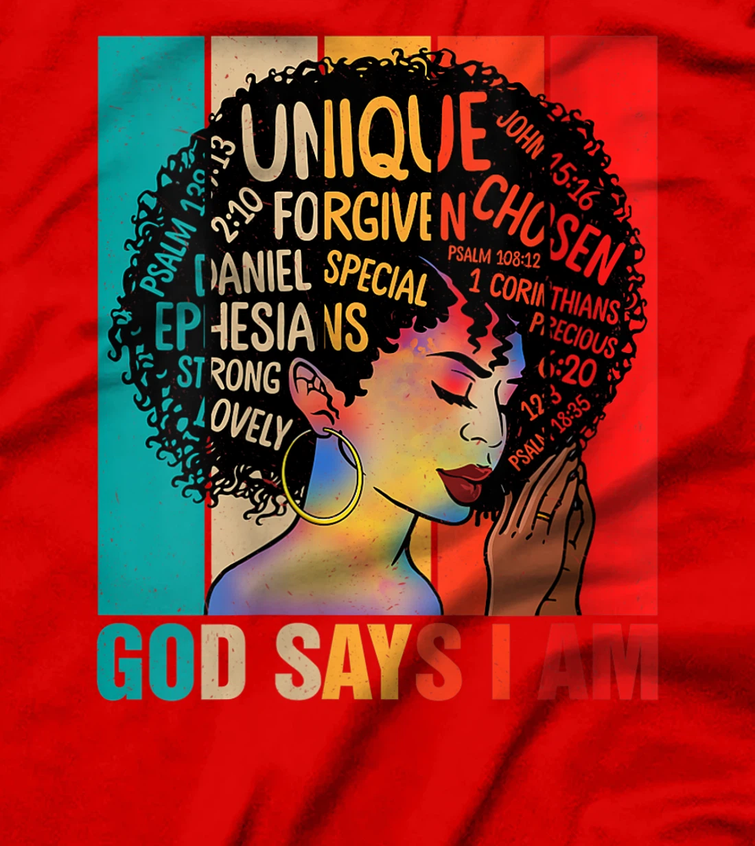 Womens God Says You Are Christian Black Queen BHM BLM Afro Girls T-Shirt