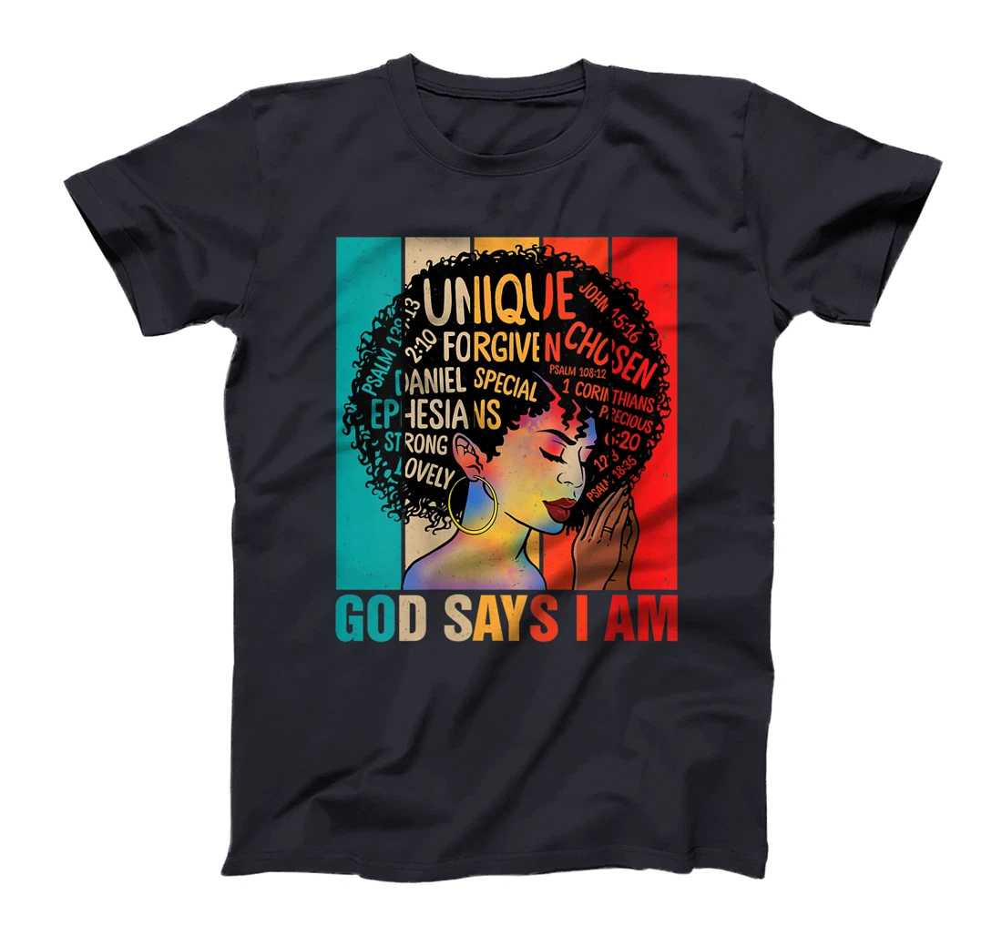 Womens God Says You Are Christian Black Queen BHM BLM Afro Girls T-Shirt