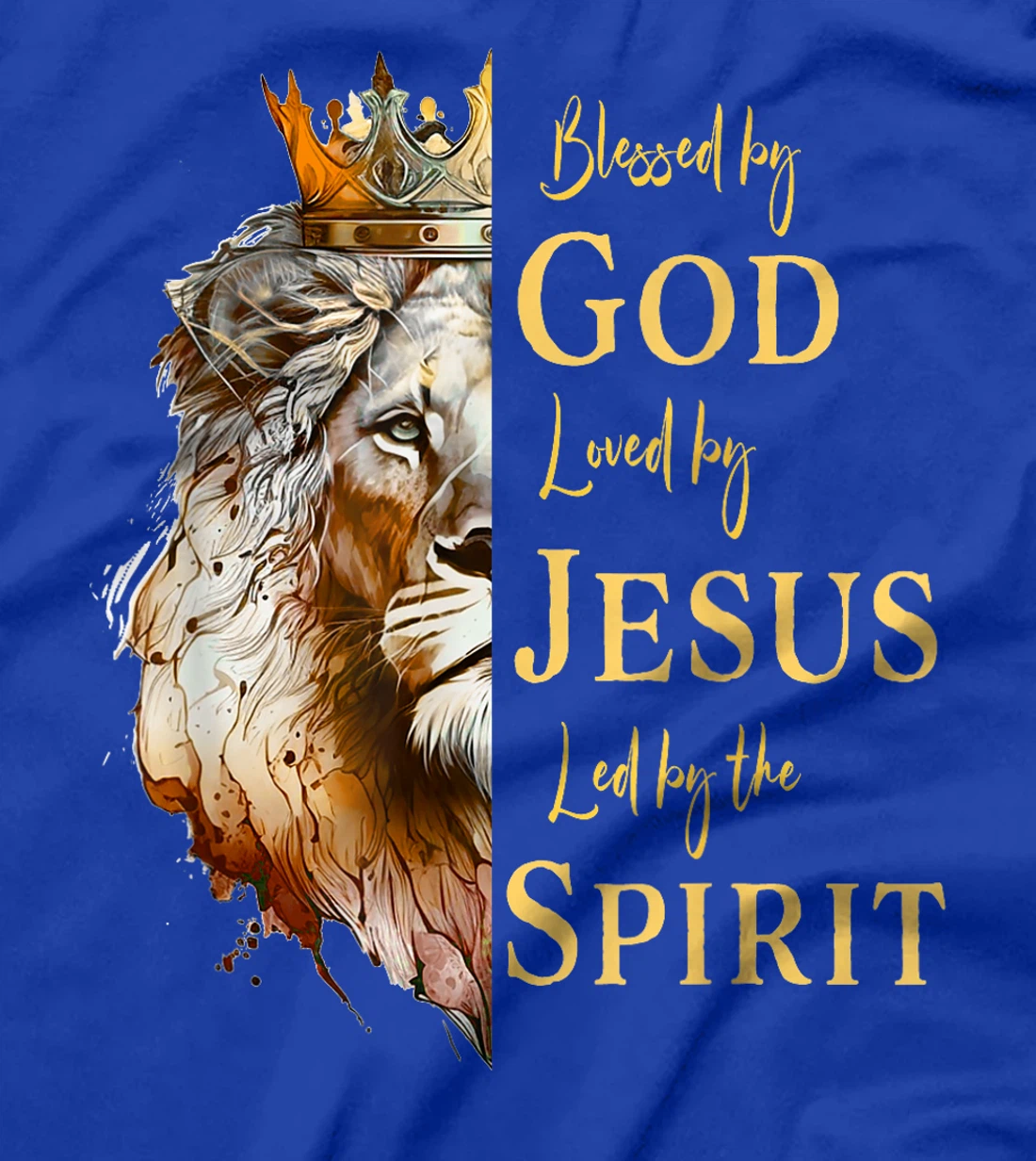 Blessed By God - Loved By Jesus, Lion T-Shirt