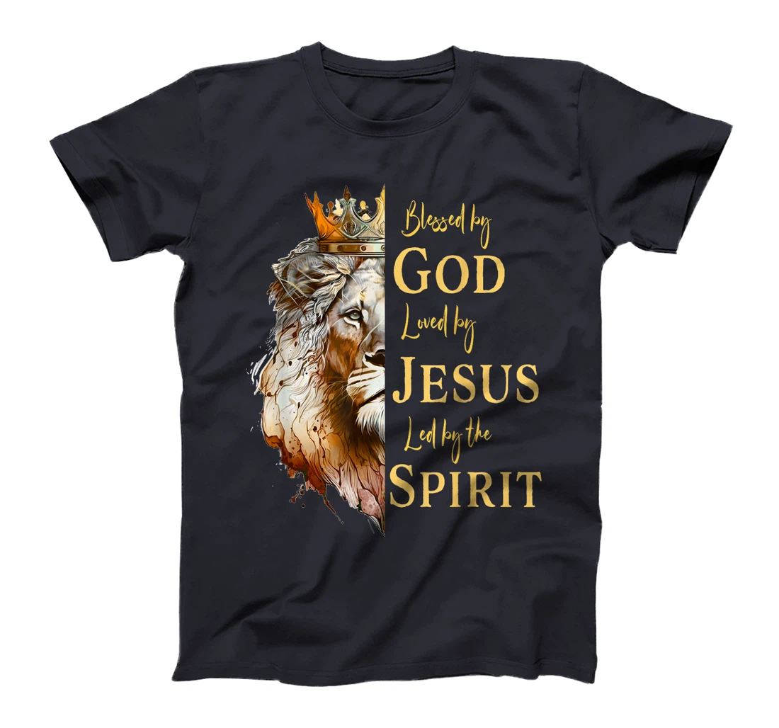 Blessed By God - Loved By Jesus, Lion T-Shirt