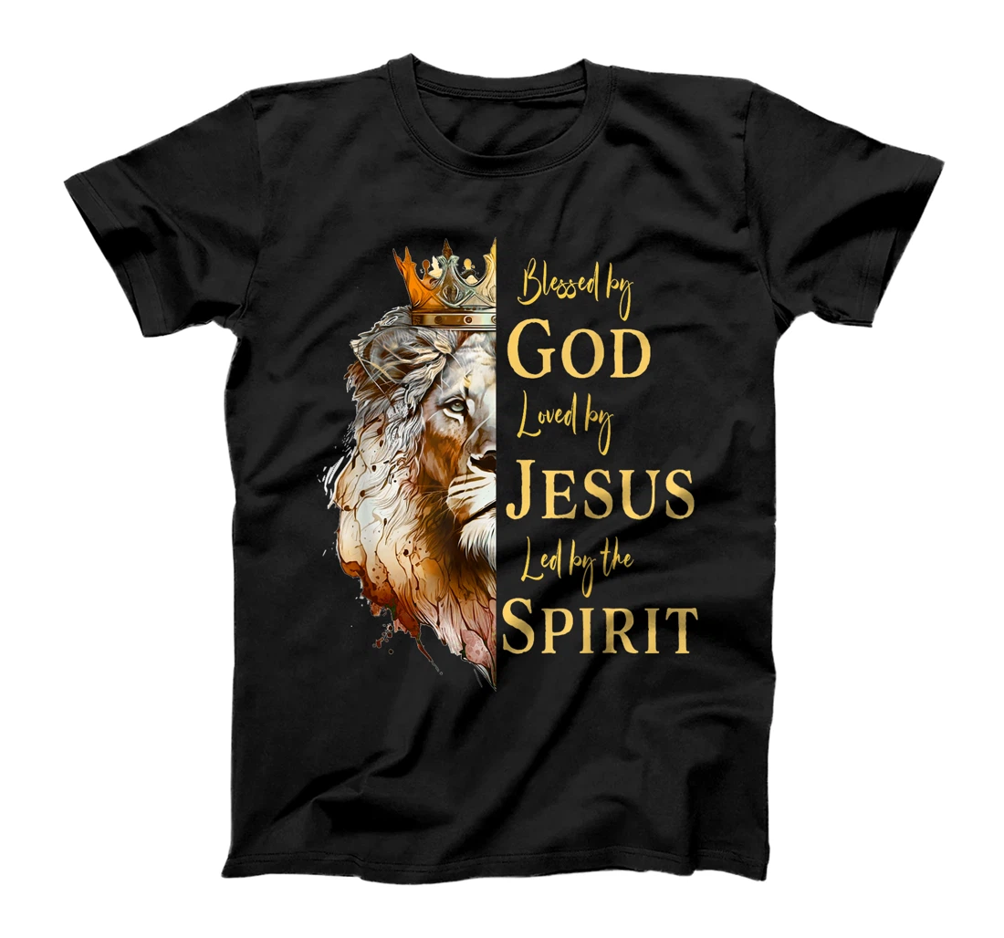 Blessed By God - Loved By Jesus, Lion T-Shirt