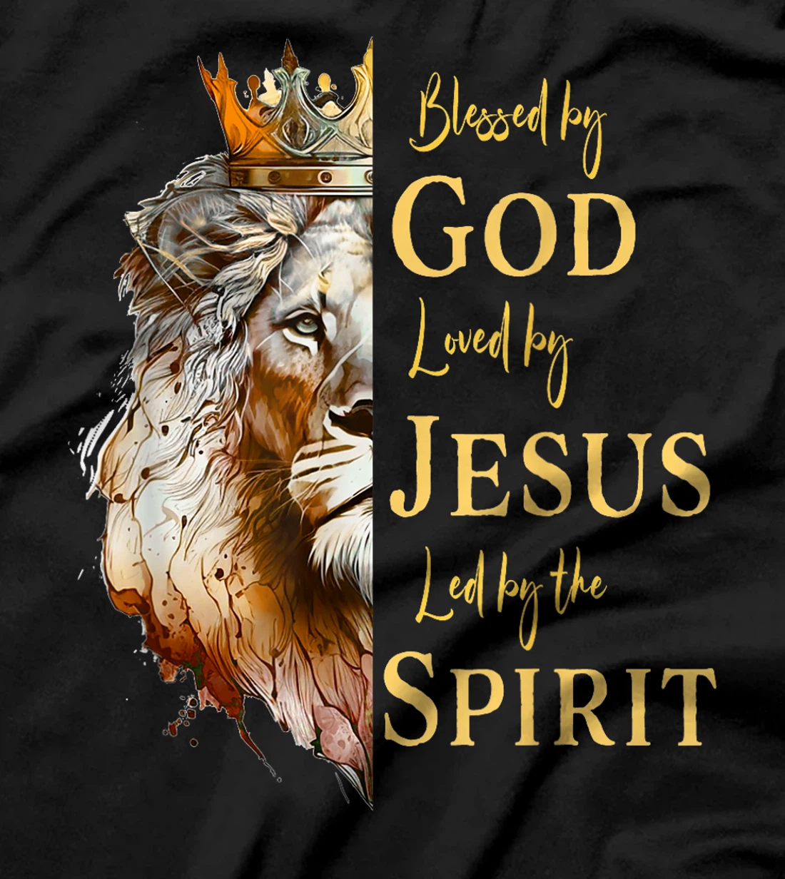 Blessed By God - Loved By Jesus, Lion T-Shirt