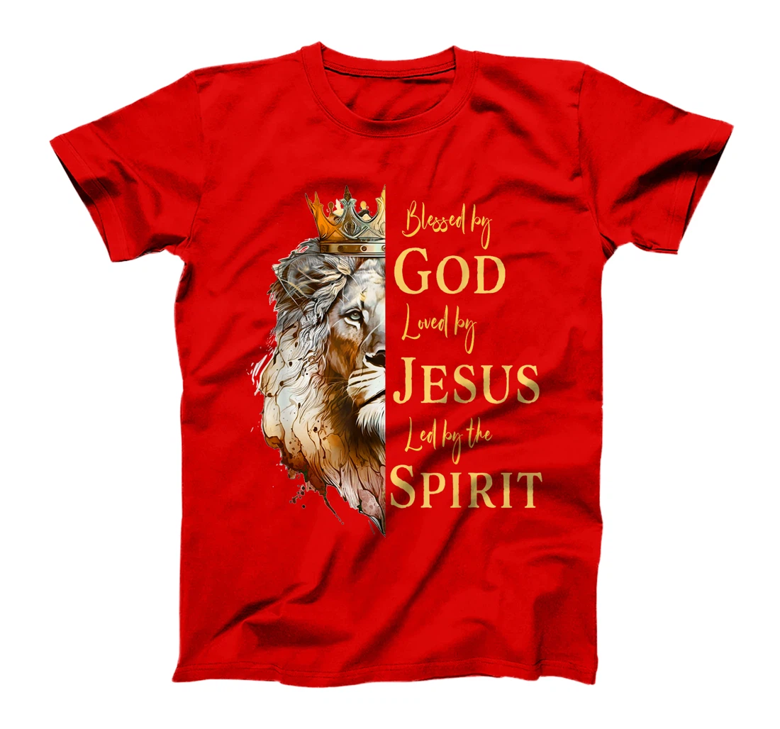 Blessed By God - Loved By Jesus, Lion T-Shirt