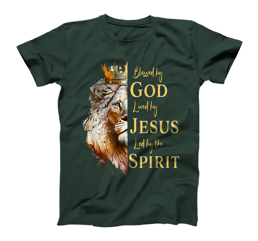 Blessed By God - Loved By Jesus, Lion T-Shirt