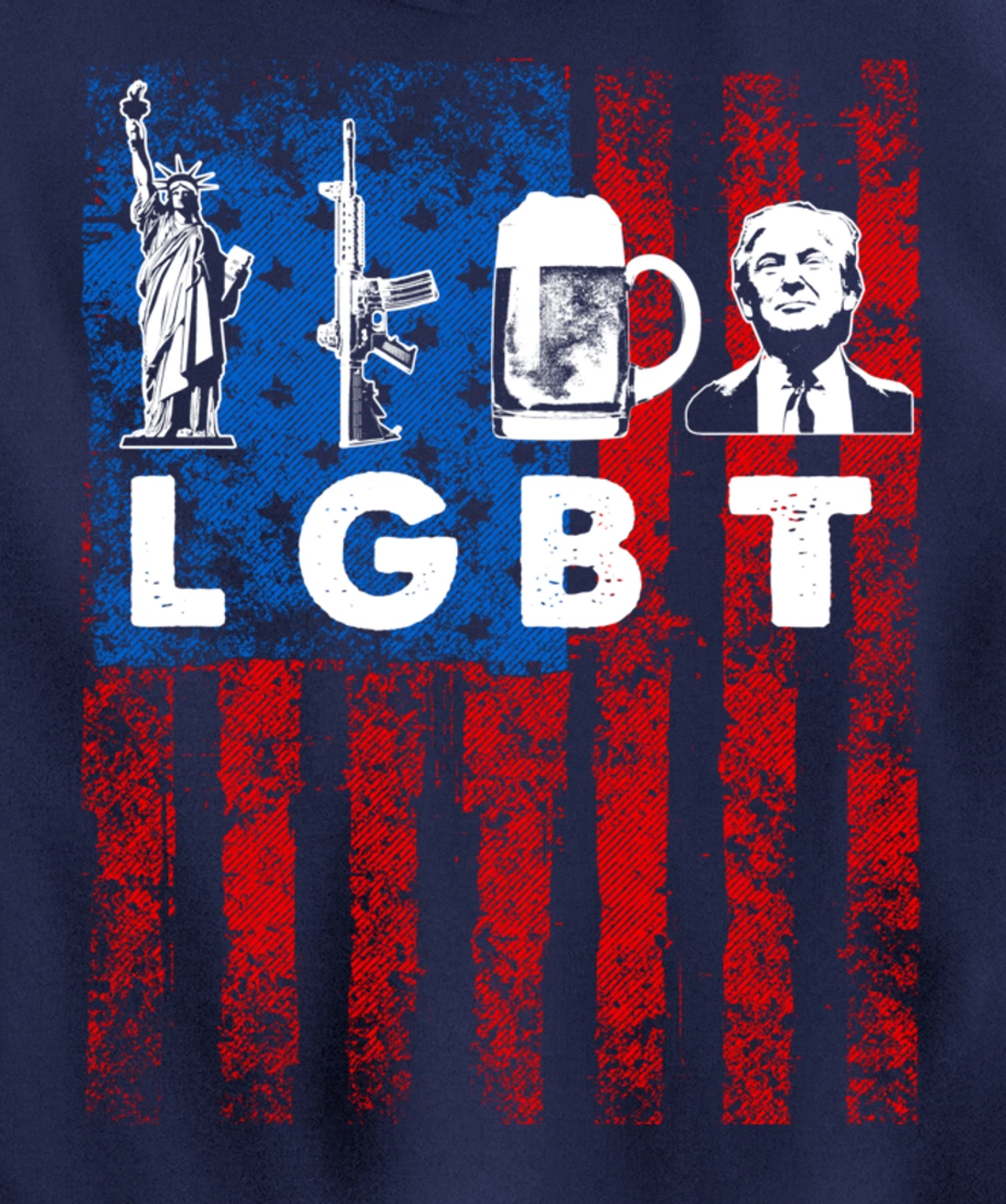 Funny LGBT Parody Liberty Guns Beer Trump USA Gift Pullover Hoodie