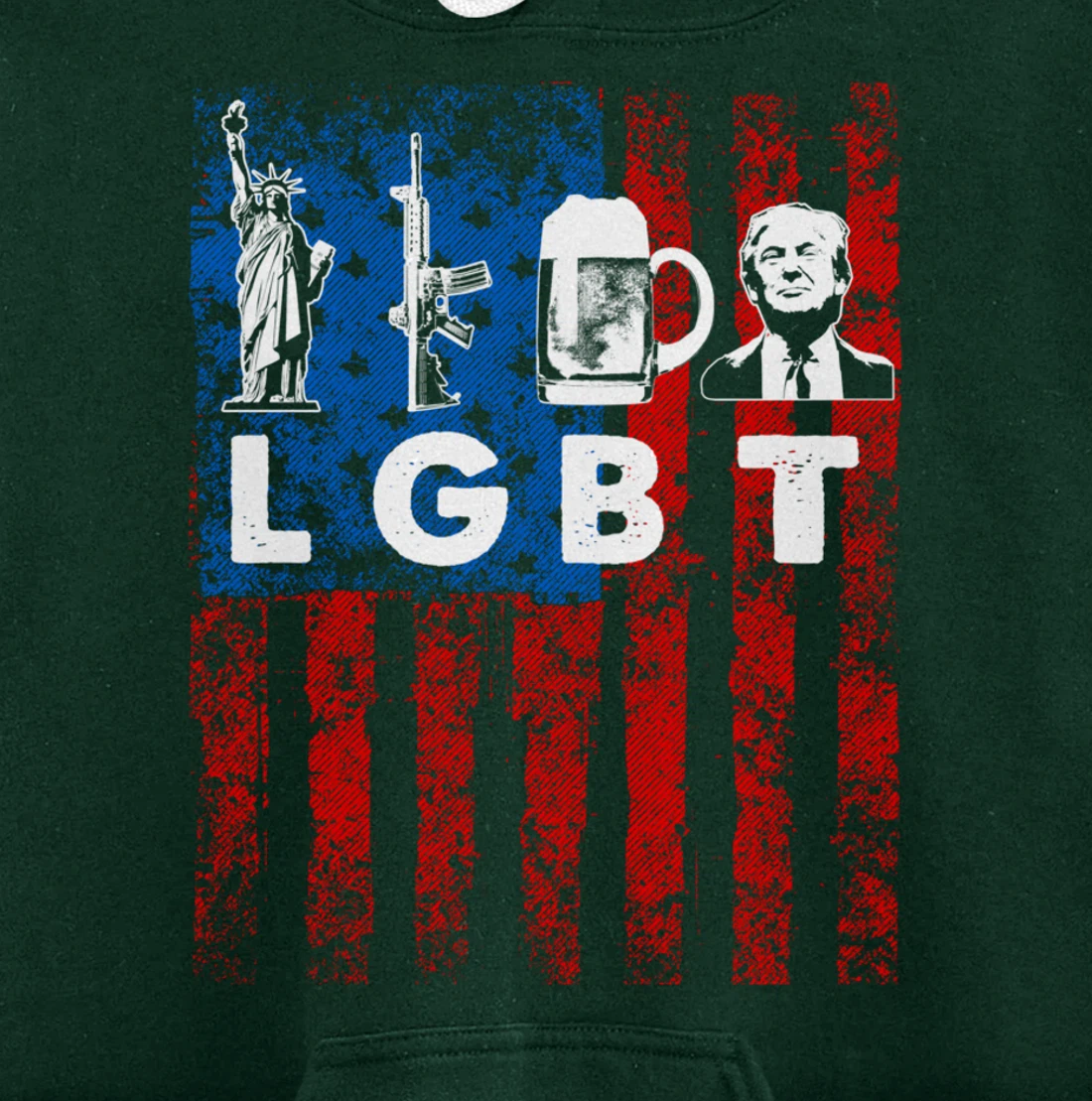 Funny LGBT Parody Liberty Guns Beer Trump USA Gift Pullover Hoodie