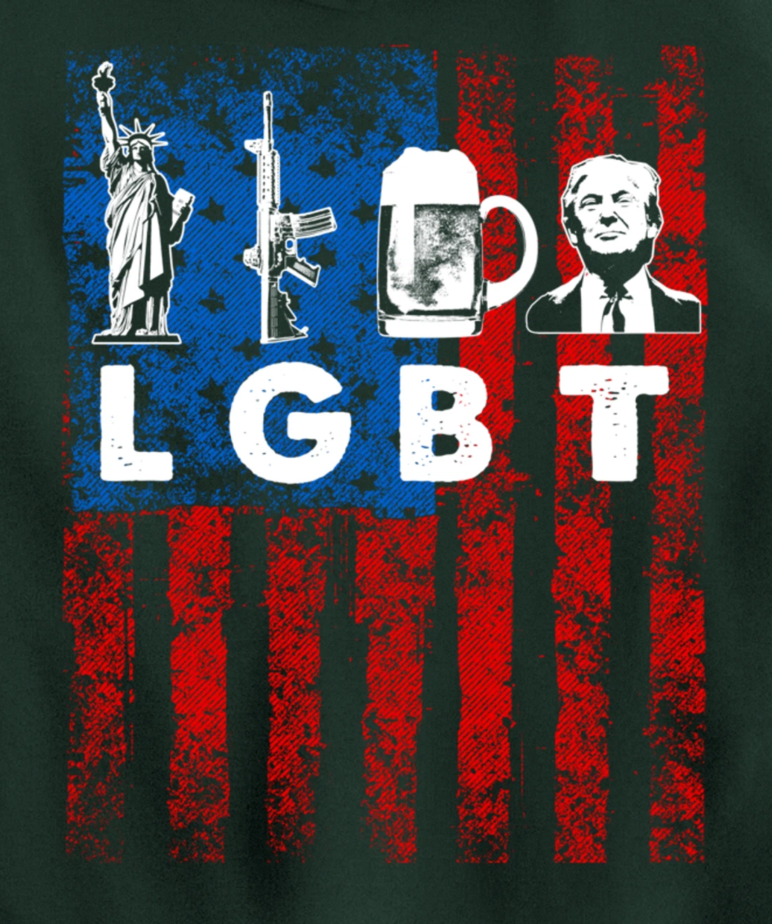 Funny LGBT Parody Liberty Guns Beer Trump USA Gift Pullover Hoodie