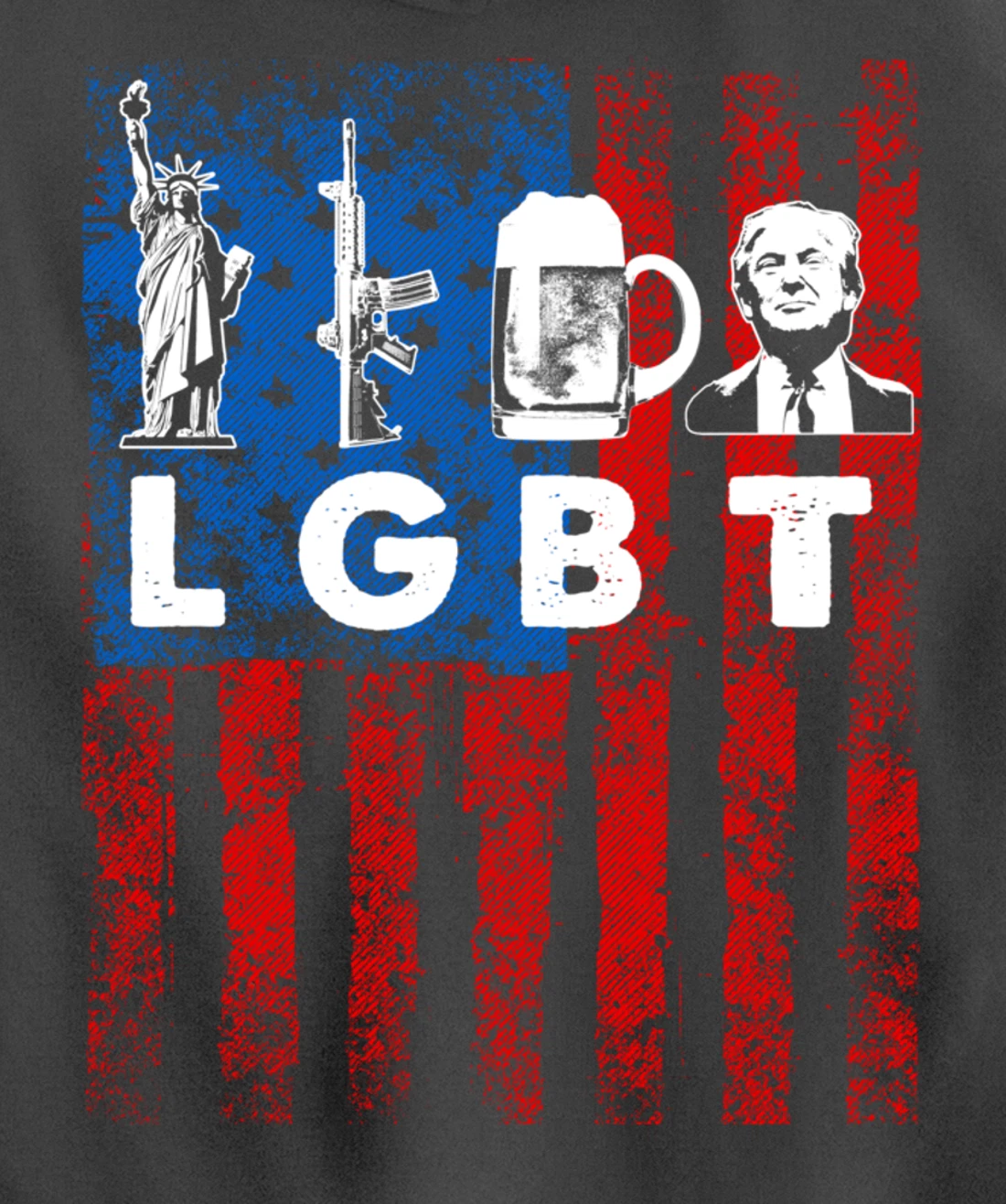 Funny LGBT Parody Liberty Guns Beer Trump USA Gift Pullover Hoodie