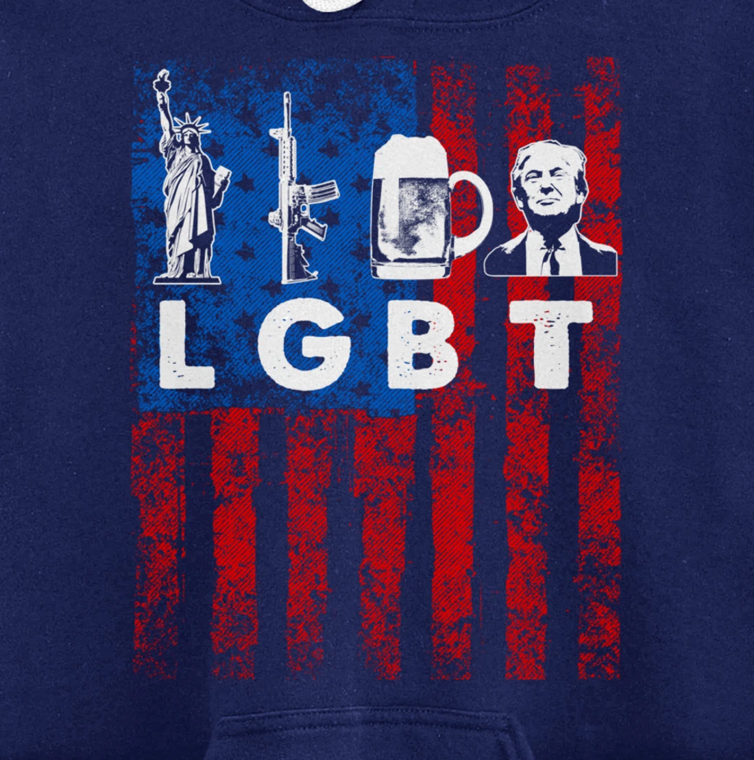 Funny LGBT Parody Liberty Guns Beer Trump USA Gift Pullover Hoodie