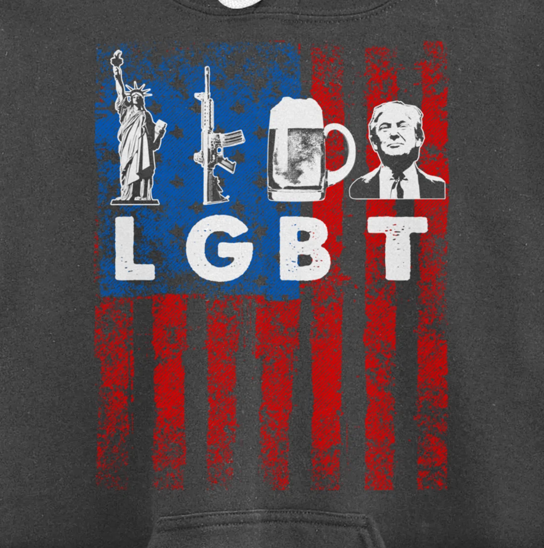 Funny LGBT Parody Liberty Guns Beer Trump USA Gift Pullover Hoodie