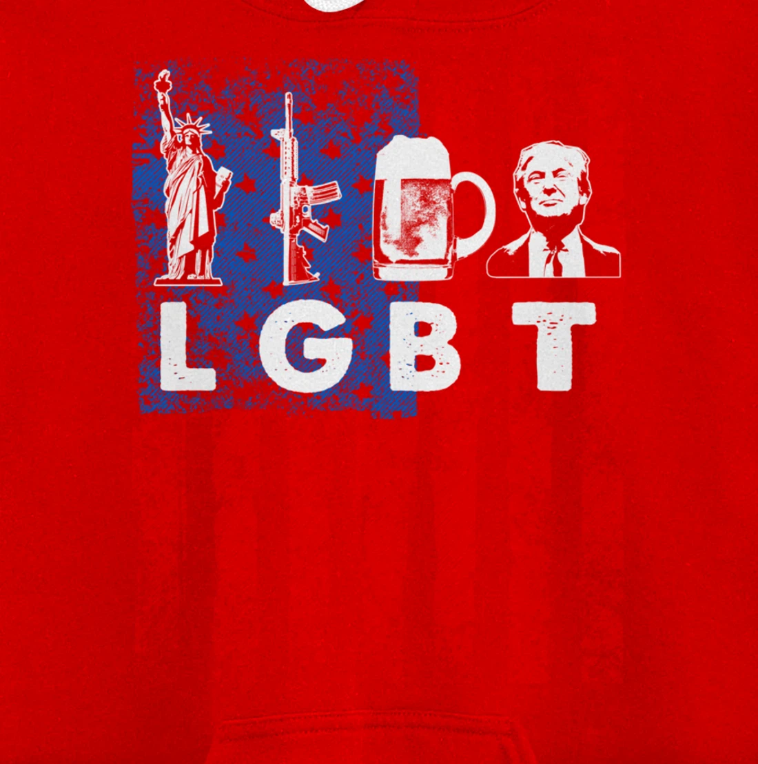 Funny LGBT Parody Liberty Guns Beer Trump USA Gift Pullover Hoodie
