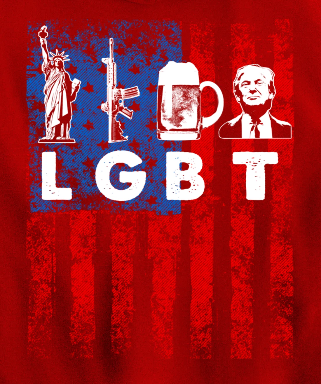 Funny LGBT Parody Liberty Guns Beer Trump USA Gift Pullover Hoodie