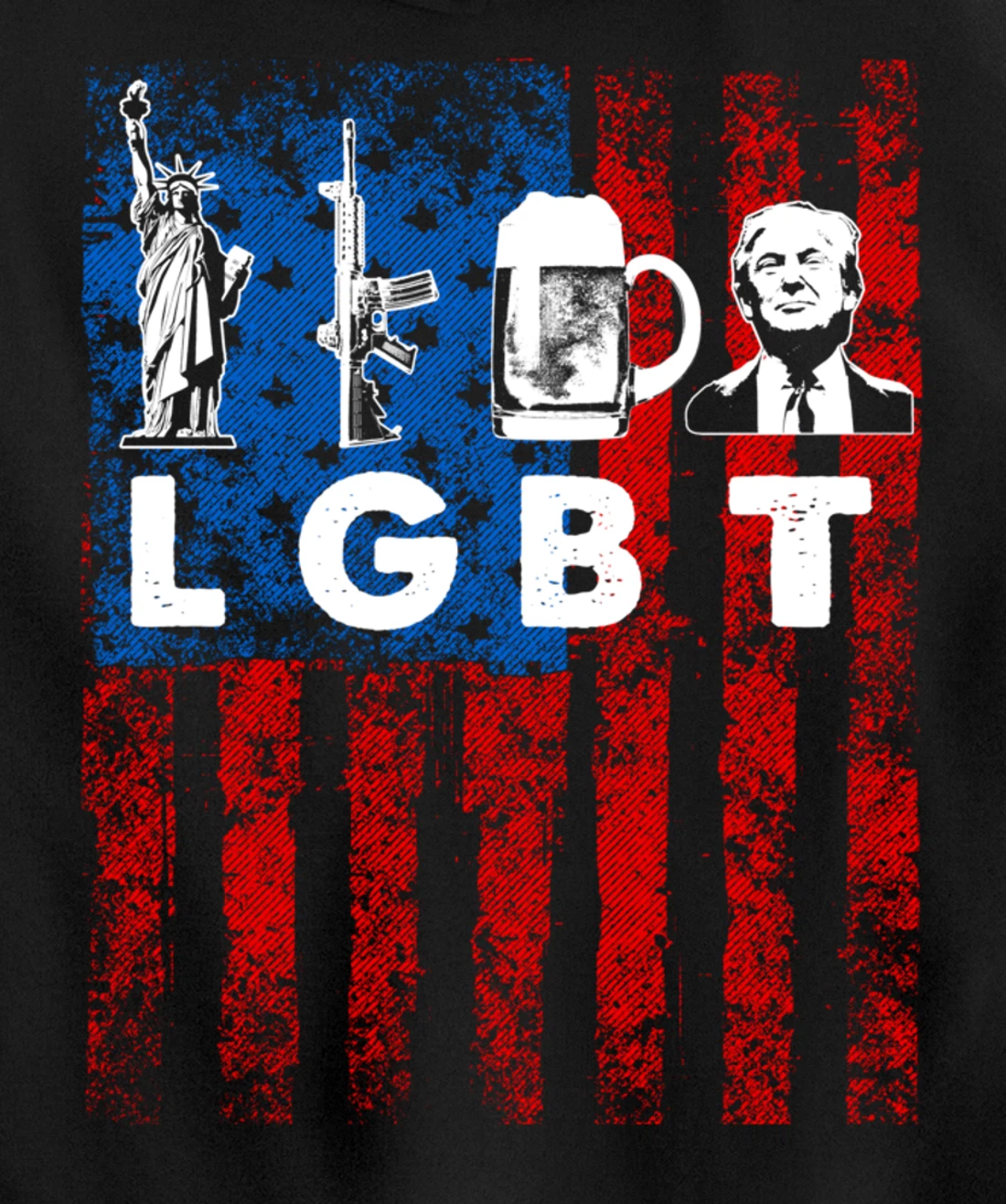 Funny LGBT Parody Liberty Guns Beer Trump USA Gift Pullover Hoodie