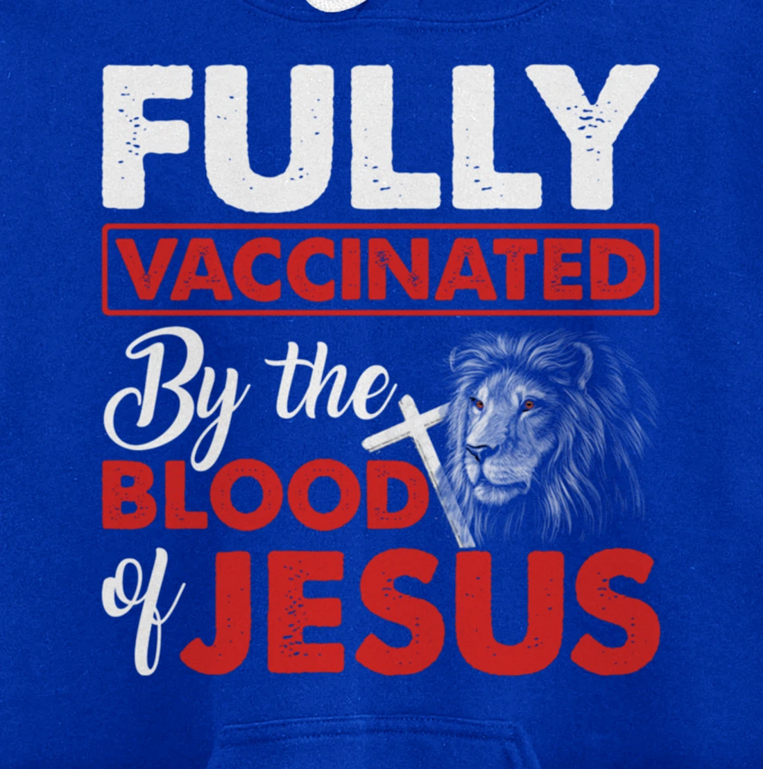 Fully Vaccinated By The Blood Of Jesus Lion God Christian Pullover Hoodie