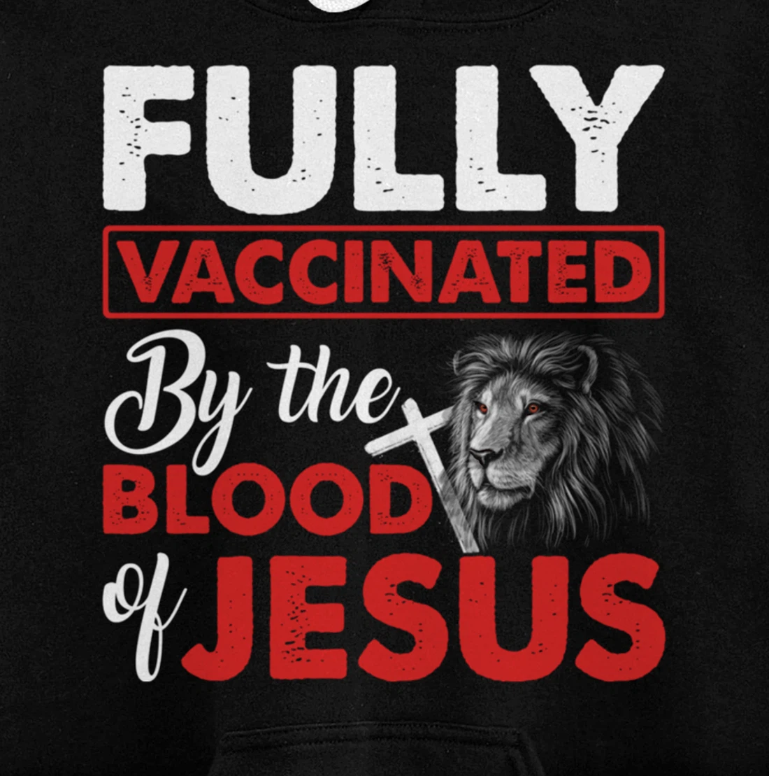 Fully Vaccinated By The Blood Of Jesus Lion God Christian Pullover Hoodie