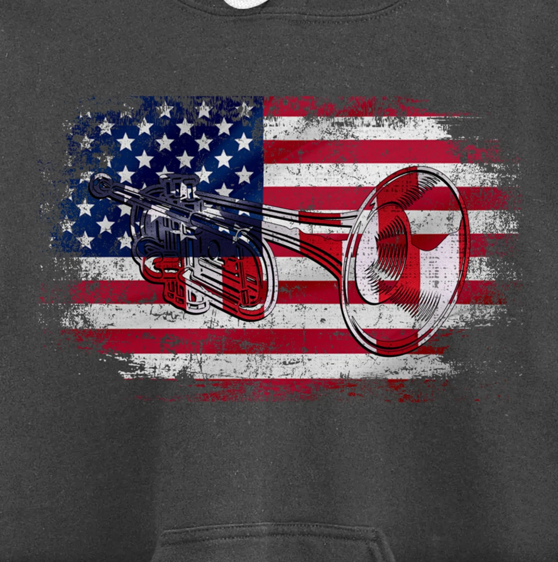 Vintage Trumpet With American Flag Orchestra Gift Pullover Hoodie