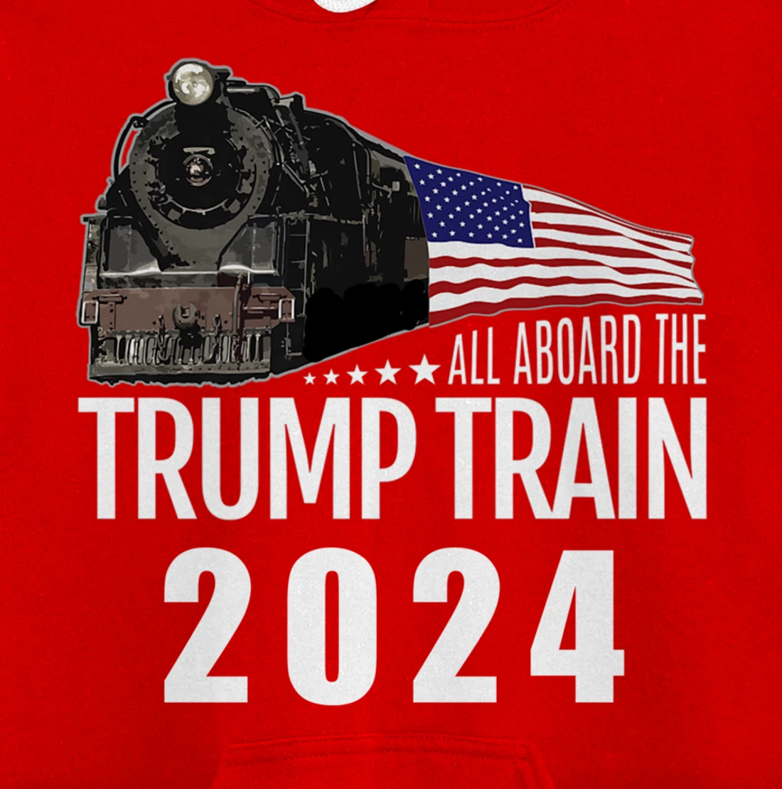 All Aboard the Trump Train 2024 American Flag Pullover Hoodie