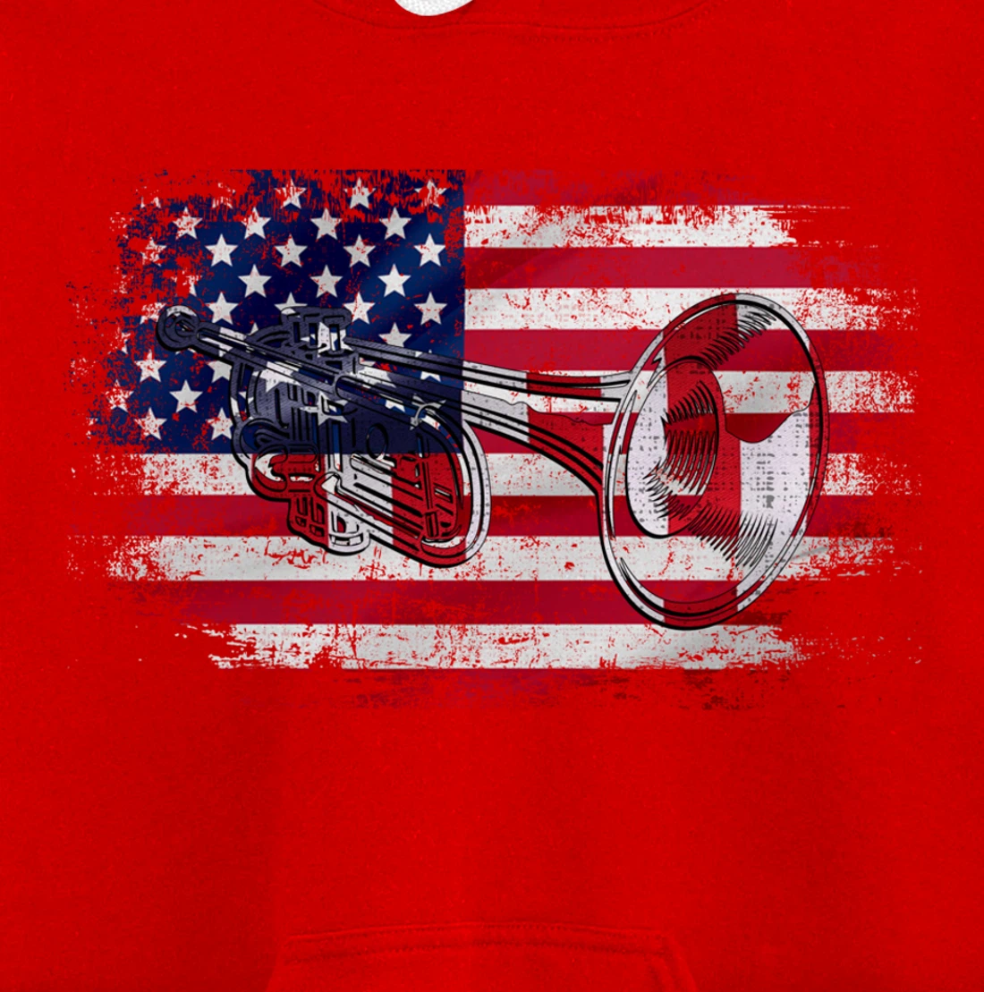 Vintage Trumpet With American Flag Orchestra Gift Pullover Hoodie