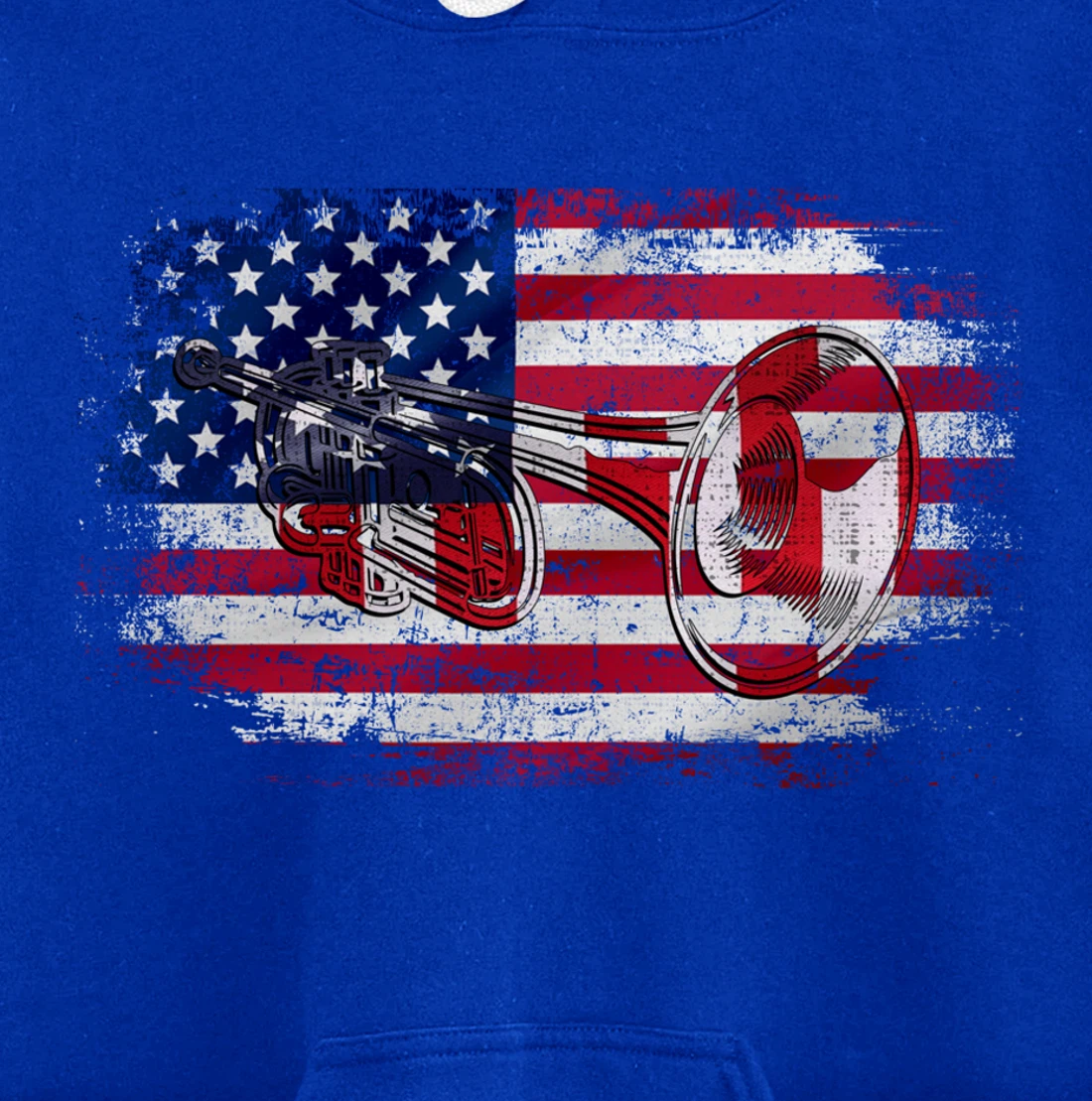 Vintage Trumpet With American Flag Orchestra Gift Pullover Hoodie