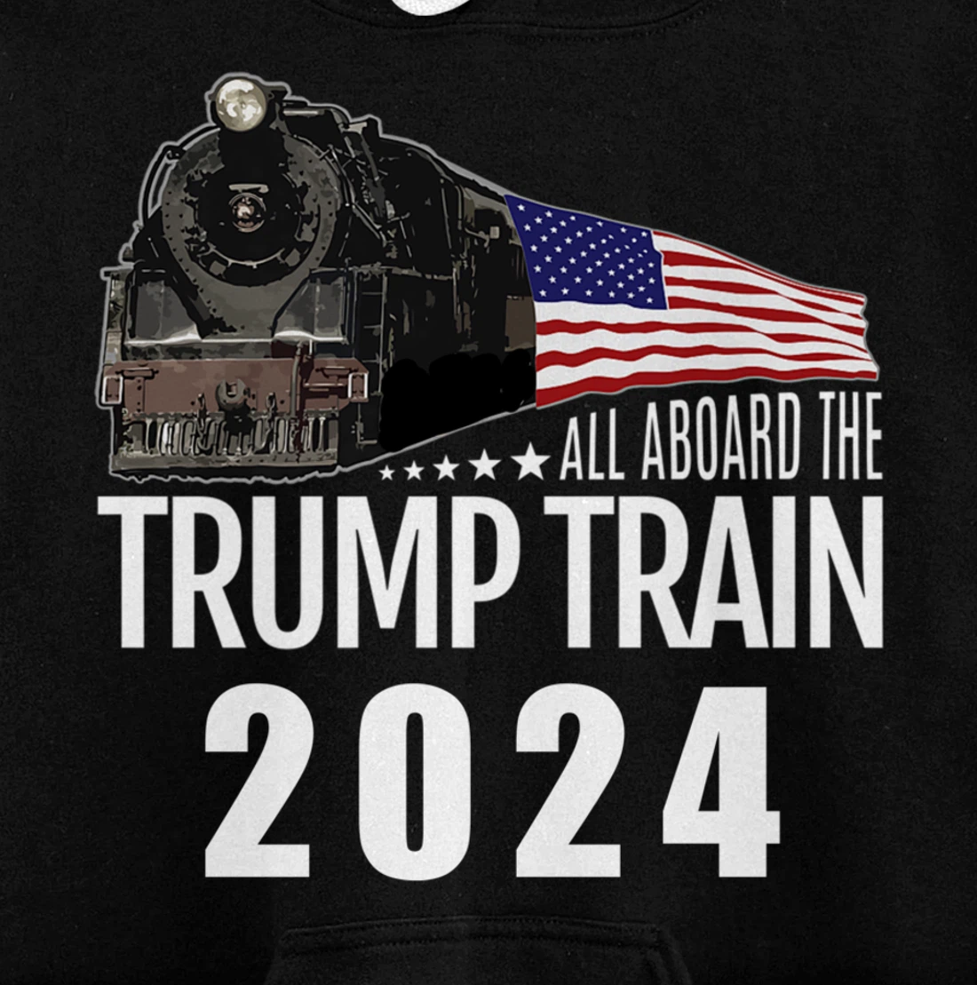 All Aboard the Trump Train 2024 American Flag Pullover Hoodie