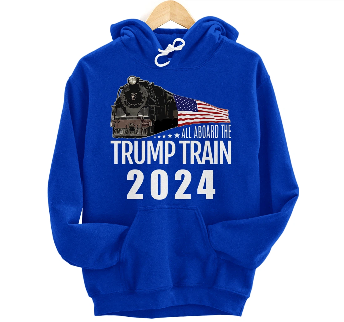 All Aboard the Trump Train 2024 American Flag Pullover Hoodie