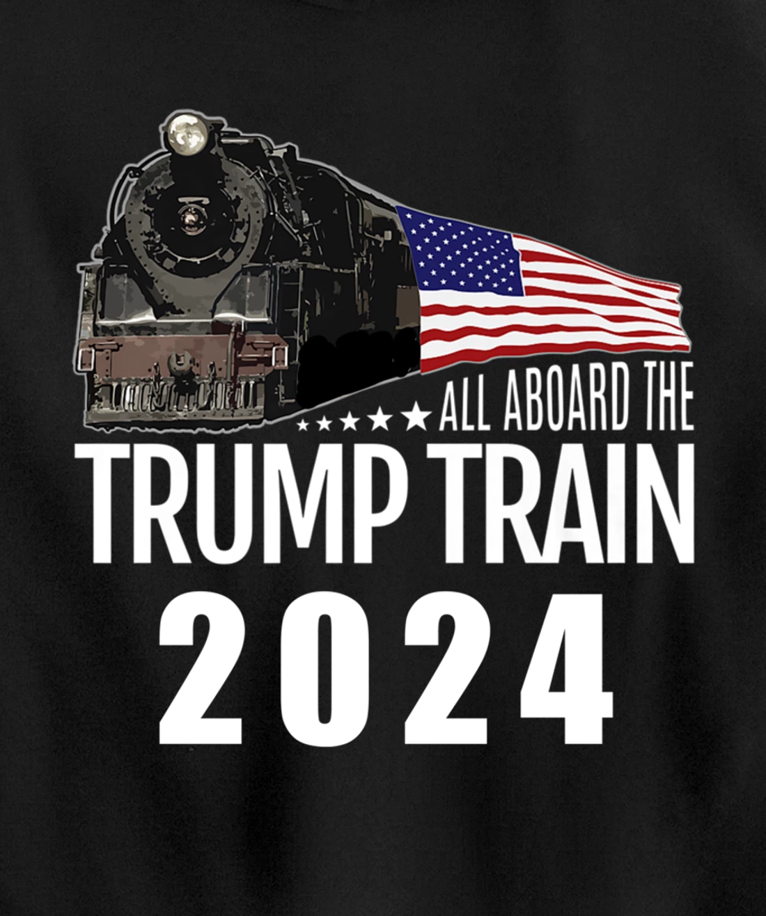 All Aboard the Trump Train 2024 American Flag Pullover Hoodie