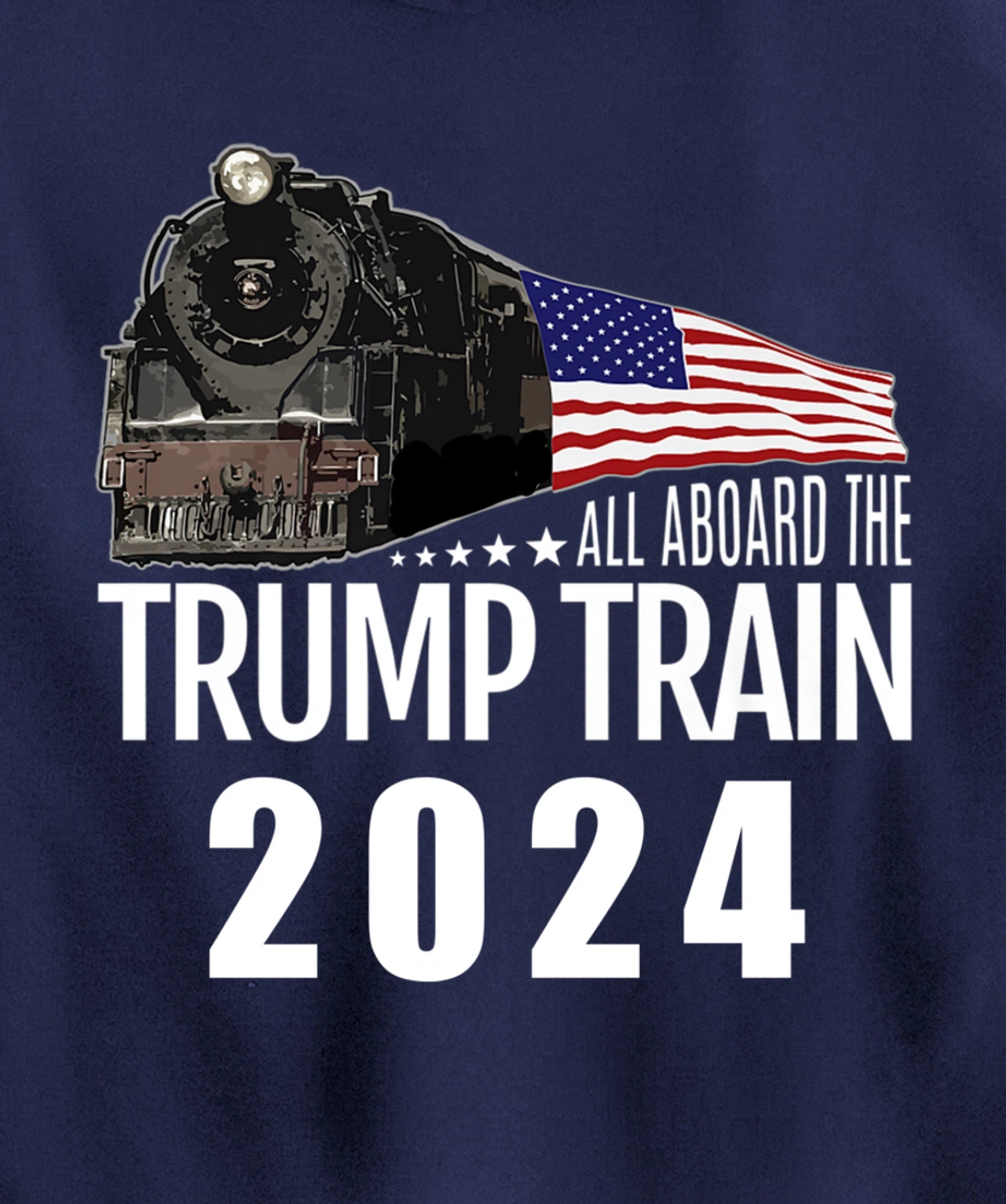 All Aboard the Trump Train 2024 American Flag Pullover Hoodie