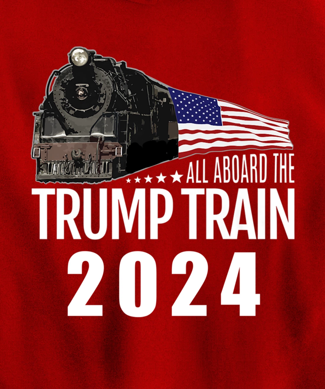 All Aboard the Trump Train 2024 American Flag Pullover Hoodie