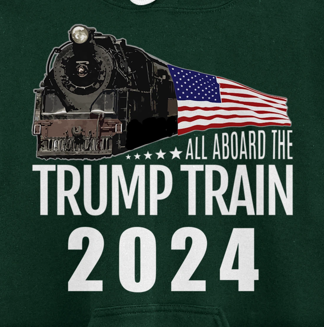 All Aboard the Trump Train 2024 American Flag Pullover Hoodie